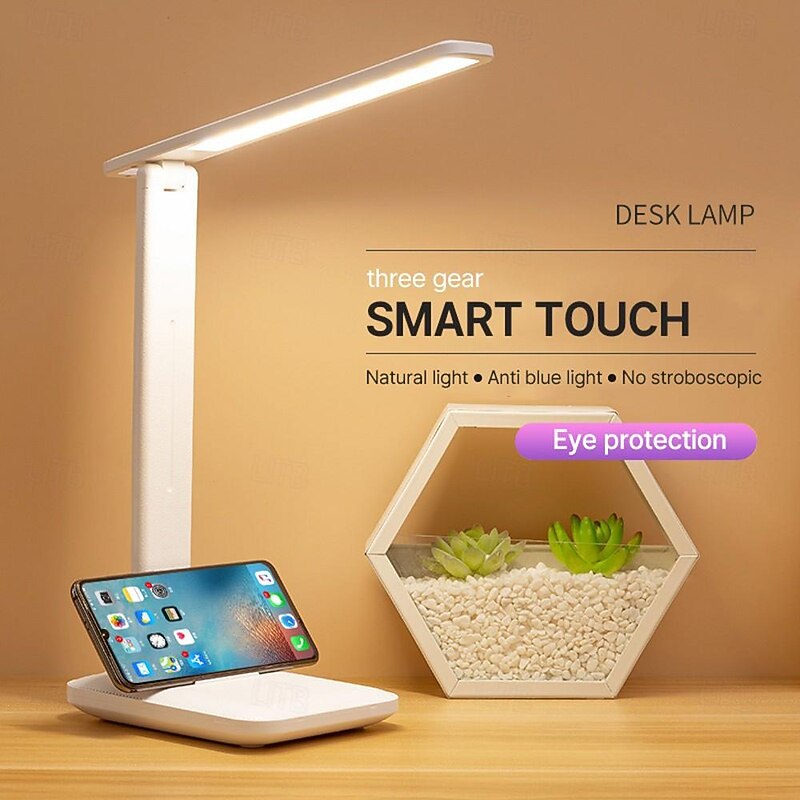 Folding Table Lamp Reading USB Touch Dimmable Eye Protection Led Desk Lamp Bedroom Student Reading Night Light 3 Color Stepless Dimmable Desk Lamp Touch Foldable Eye Protection Reading Night Light2