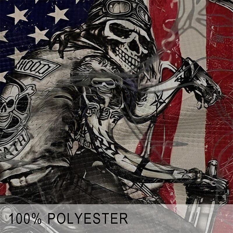 Day of the Dead Men's American Flag Patriotic Waffle Polo Shirts Golf Shirt Short Sleeve Polo Shirts Collared Shirts Streetwear Vacation Wear Party Outfits 3D Print Buttons Summer Spring Black3