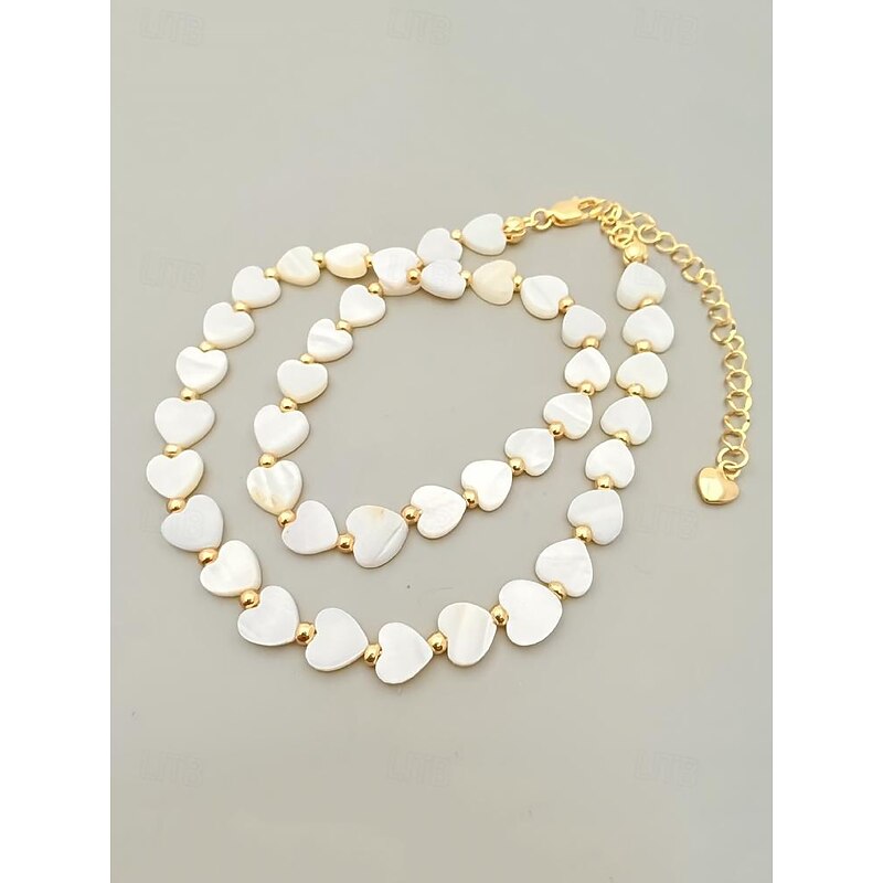 Charming Heart-Shaped Shell Necklace - Elegant Adjustable Gold Chain for Women4