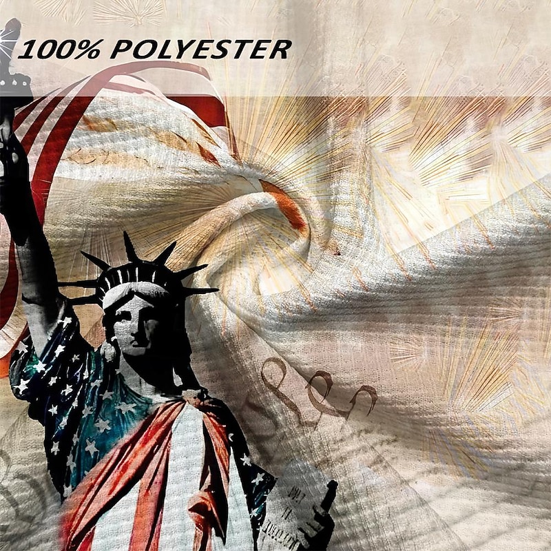 American Independence Day Men's American Flag Veterans Waffle Polo Shirts Golf Shirt Short Sleeve Polo Shirts Collared Shirts Streetwear Vacation Wear Party Outfits Buttons 3D Print Summer Spring3