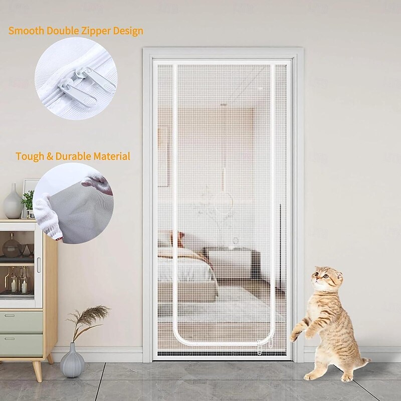 Upgraded Pet Screen Door,Nano-coated Cat Screen Door for Living Room,Anti-mosquito Anti-pet Screen Net with Zipper for Bedroom, Living Room, Kitchen4