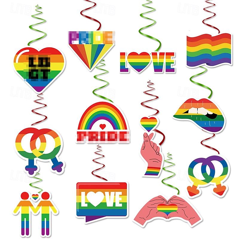 Rainbow Festival Theme Party Spiral Hangers Pride Month Decorative Props June Party Spiral Hangers