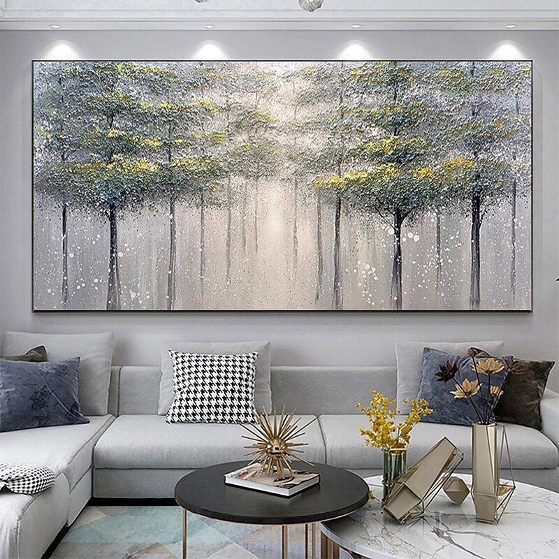 Mintura Handmade Texture Oil Paintings On Canvas Large Wall Art Decoration Modern Abstract Tree Landscape Picture For Home Decor Rolled Frameless Unstretched Painting