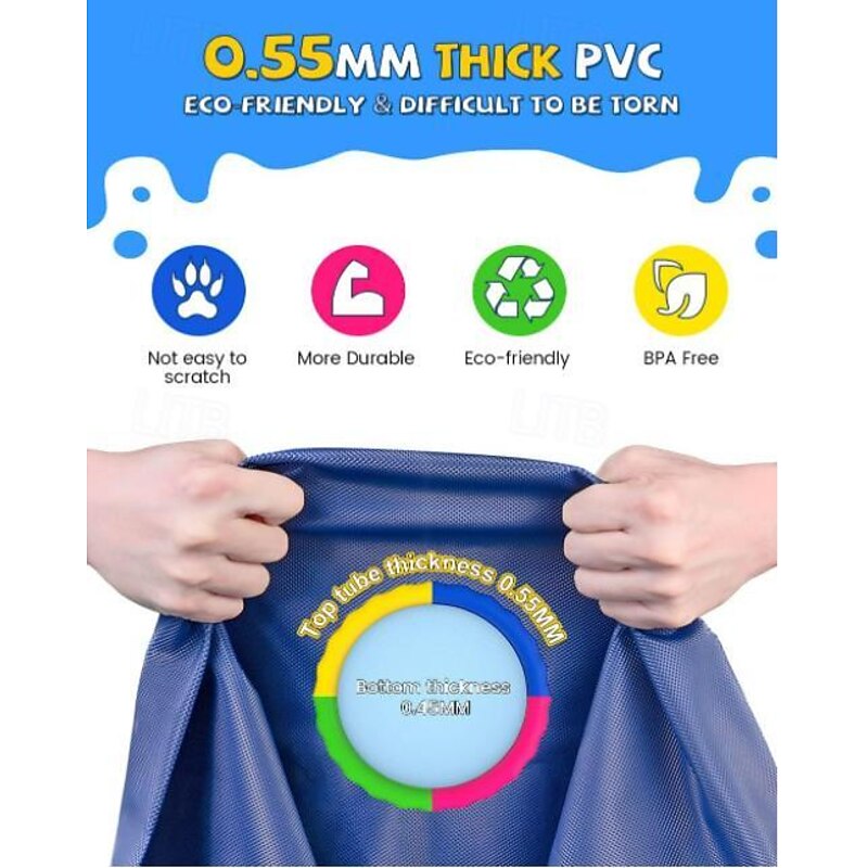 Splash Pad, 67in Anti-Slip Splash Pad for Kids Dogs Thickened Dog Pool Splash Sprinkler Pad Durable Summer Outdoor Water Toys for Baby Toddler Boys Girls Pet2