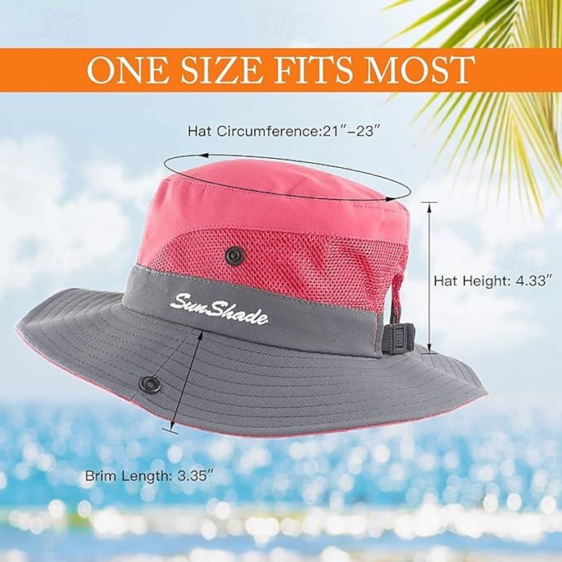 Sunshade Hat UV Protection Wide Brim Beach Cap Foldable Ponytail Bucket Fishing Hat Beach Cap for Fishing Hiking Gardening Outdoor2