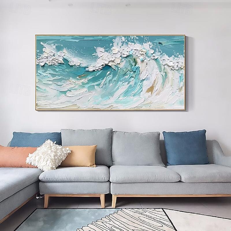 Oversized Seascape Textured Painting hand painted  Seawaves Abstract Painting Extra Large Wall Art ocean oil painting Hand-painted Acrylic wave Minimalist Paintings for bedroom living room artwork4