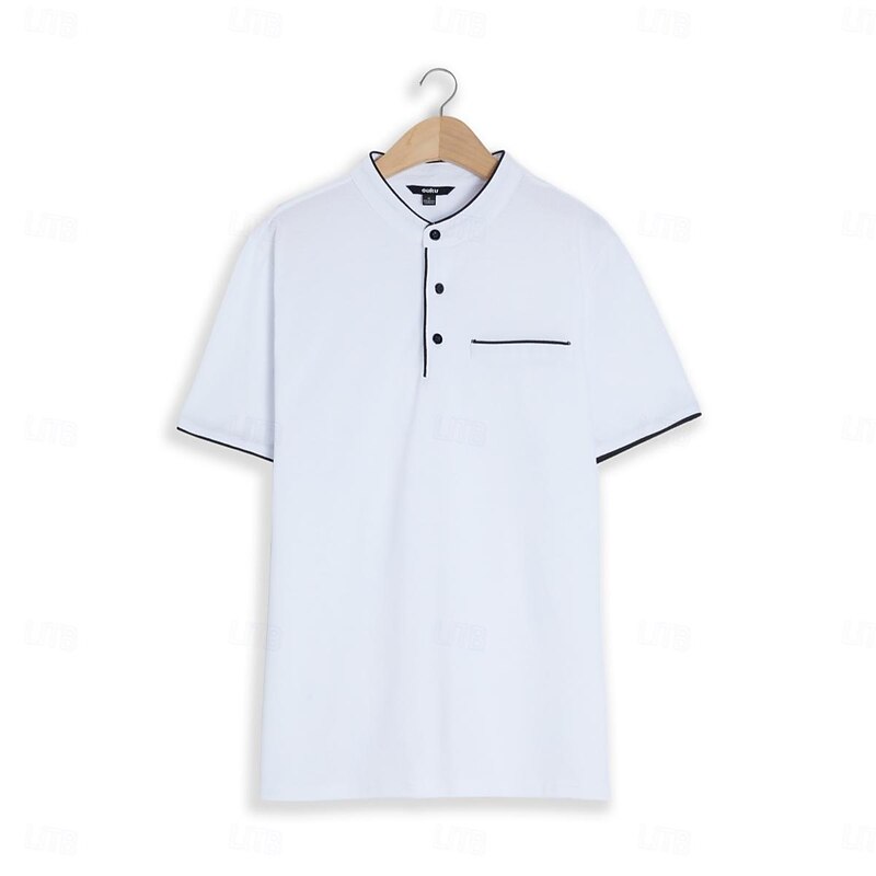 Men's Polo Shirts Golf Shirt Work Business Stand Collar Banded Collar Short Sleeve Fashion Basic Solid Color Plain Fashion Summer Regular Fit Black White Burgundy Navy Blue Polo Shirts2