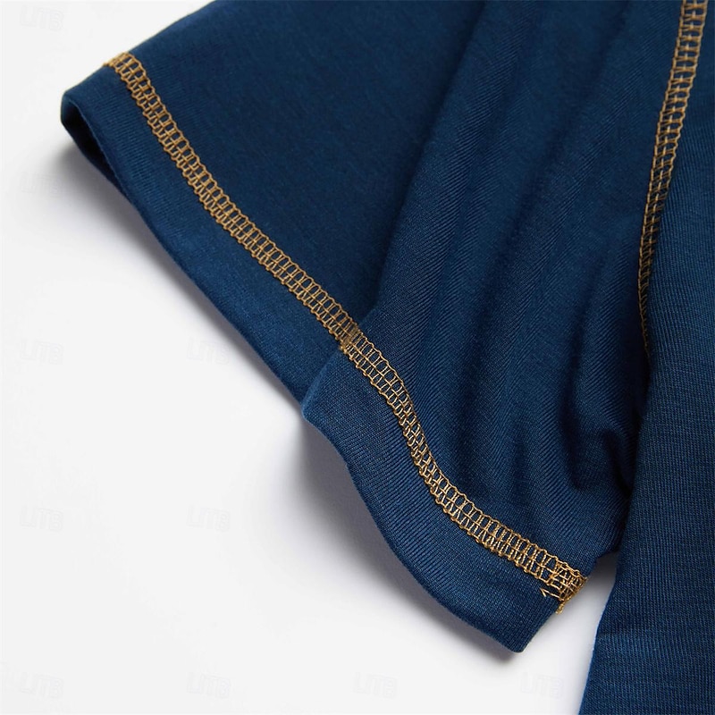 Men's Henley Shirt Tee Top Short Sleeves Plain Raglan Sleeve Fashion Designer Basic Button Up Henley Vacation Street Going out Summer Dark Brown Navy Blue Royal Blue Henley T-Shirt4