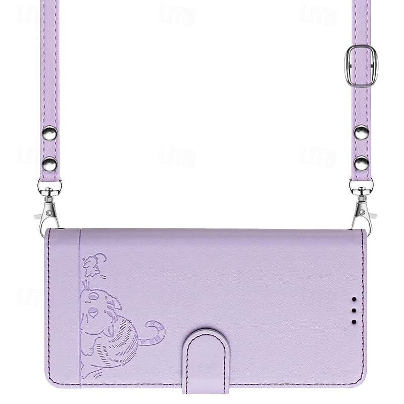 Phone Case For iPhone 17 Pro Max 17 Air 16 15 14 Pro Max Plus 13 12 11 Pro Max Mini Back Cover with Stand Holder Magnetic with Lanyard Cat Retro TPU PU Leather3