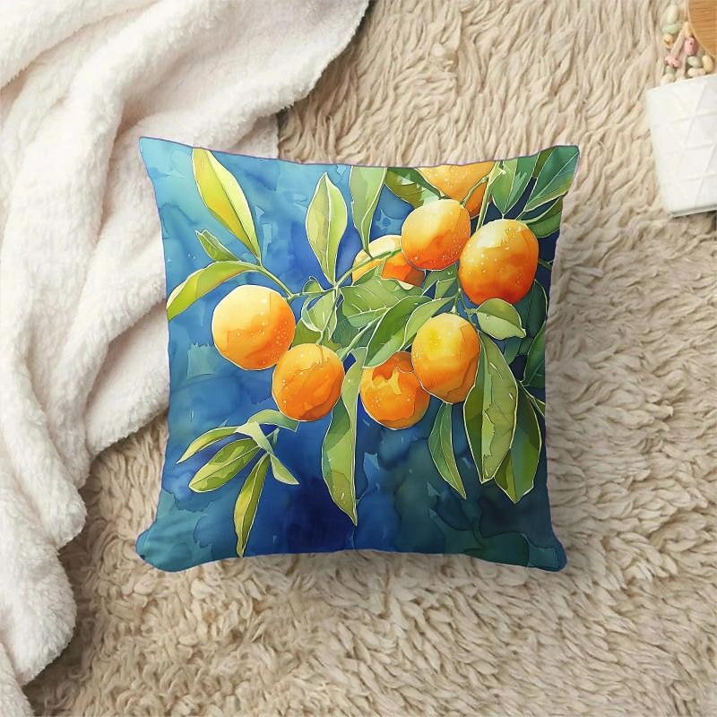 Tropical Fruits Decorative Toss Pillows Cover 4PC Soft Square Cushion Case Pillowcase for Bedroom Livingroom Sofa Couch Chair2