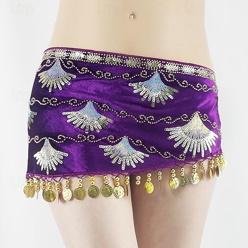 Belly Dance Belt Gold Coin Splicing Paillette Women's Performance Training High Polyester3