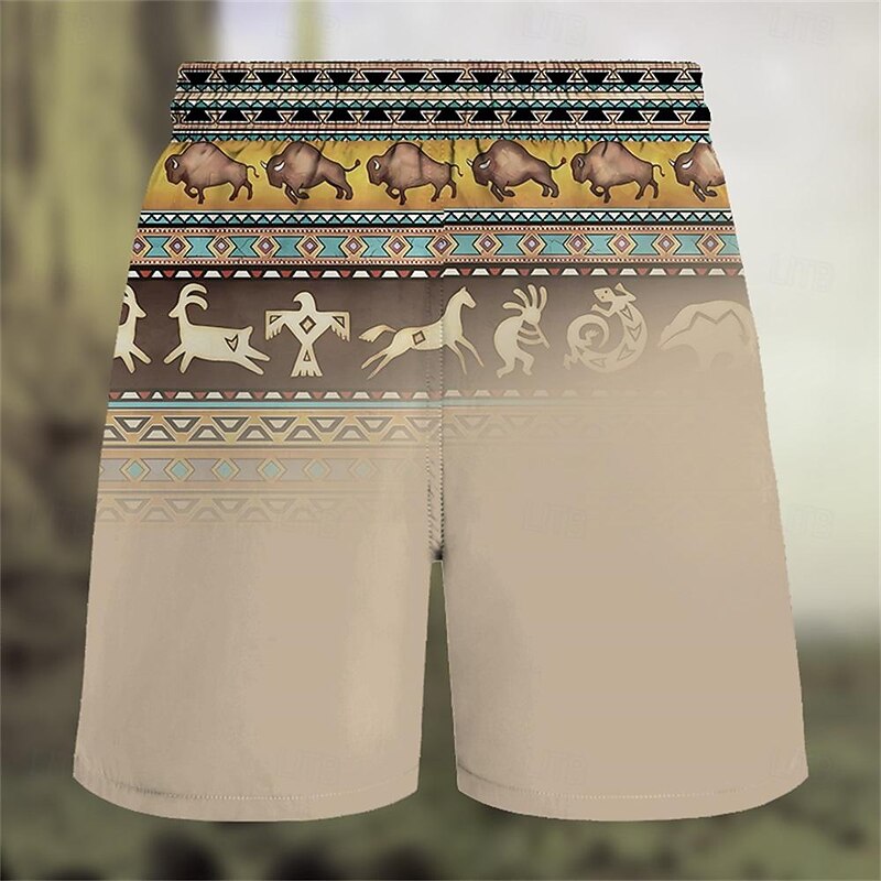 Men's 3D Print Kokopelli Swim Trunks Swim Shorts Board Shorts Mid Waist Streetwear Hawaiian Ethnic Style Casual Daily Holiday Pocket Drawstring Elastic Waist Designer Clothing Apparel2