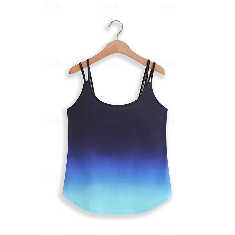 Women's Camisole Tank Top Sleeveless Gradient Scoop Neck Blue Navy Relaxed Fit Summer Casual Fashion Versatile Clothing Apparel4