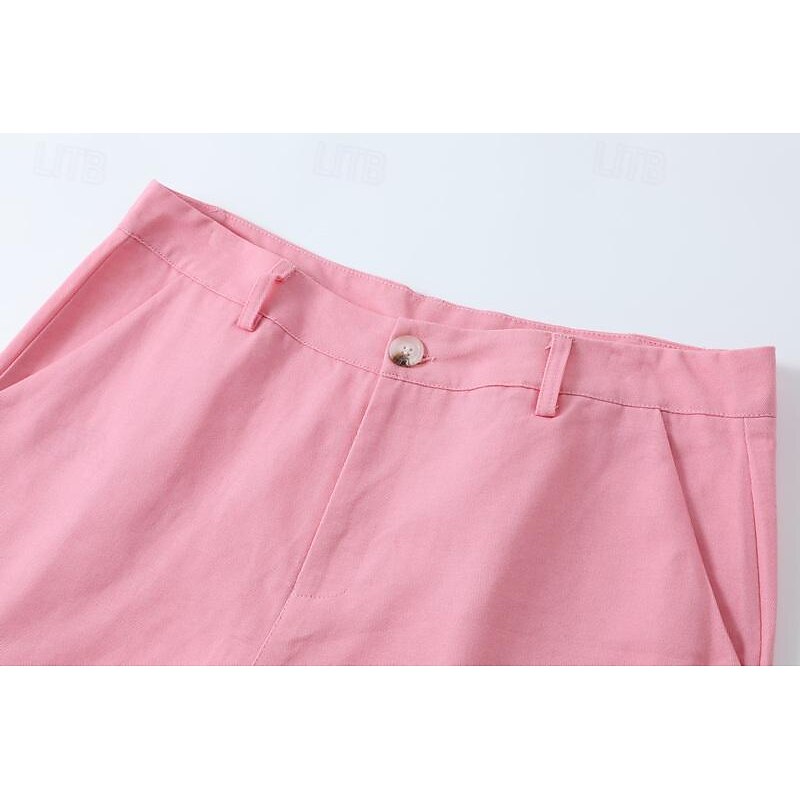 Men's Pink Shorts Shorts Summer Shorts Casual Shorts Buttons Front Pocket Plain Comfort Breathable Short Casual Daily Holiday Fashion Designer Black White4