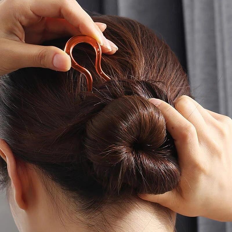 10pcs/Set U Shaped Hair Clips Grips Minimalist Plastic Chignon Forks Magic Donut Bun Maker Headwear Accessories For Women3