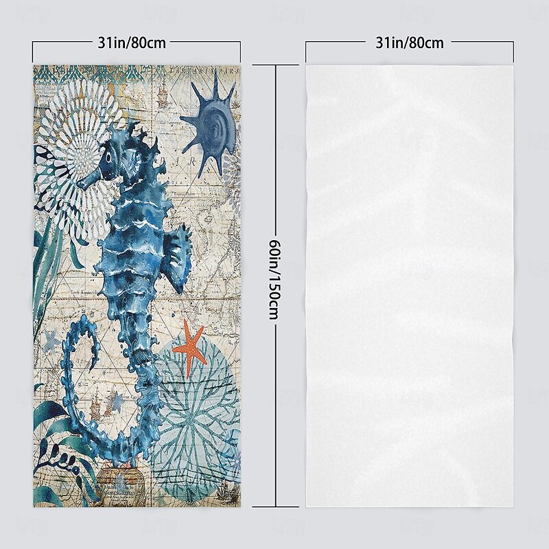 Beach Towel Quick-Drying Vintage Seahorse Sea Turtle Soft Microfiber Sand Pool Bath Outdoor Travel Towel Camping Swimming Yoga Sports Girls Women Men Adults3