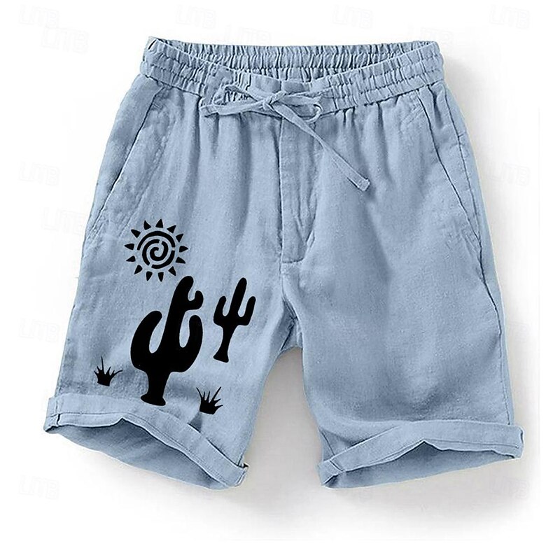 Men's Cactus Sun Plants Shorts Summer Shorts Casual Shorts Mid Waist Fashion Streetwear Designer Casual Daily Holiday Drawstring Pocket Elastic Waist Designer Clothing Apparel3