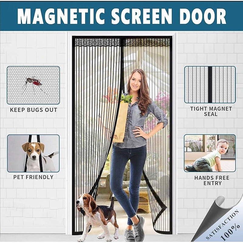 Summer Anti-Mosquito Door Curtain Household High-end Magnetic Encrypted Door Anti-Fly Partition Curtain Screen Door Magnet Screen Window Without Punching3