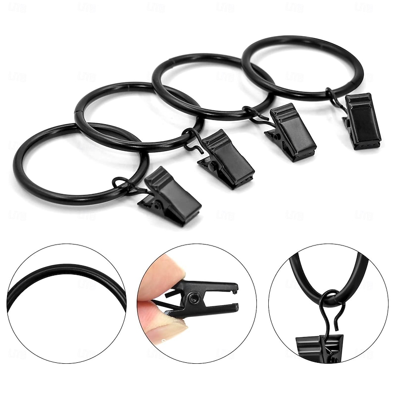 10Pcs/set Openable Curtain Rings Clips Rod Clips Window Shower Clamps Bath Metal Curtain Ring Hook Retro Clothespin Pole Buckle Accessories Metal Curtain Drapery Rings with Clips & Eyelets4