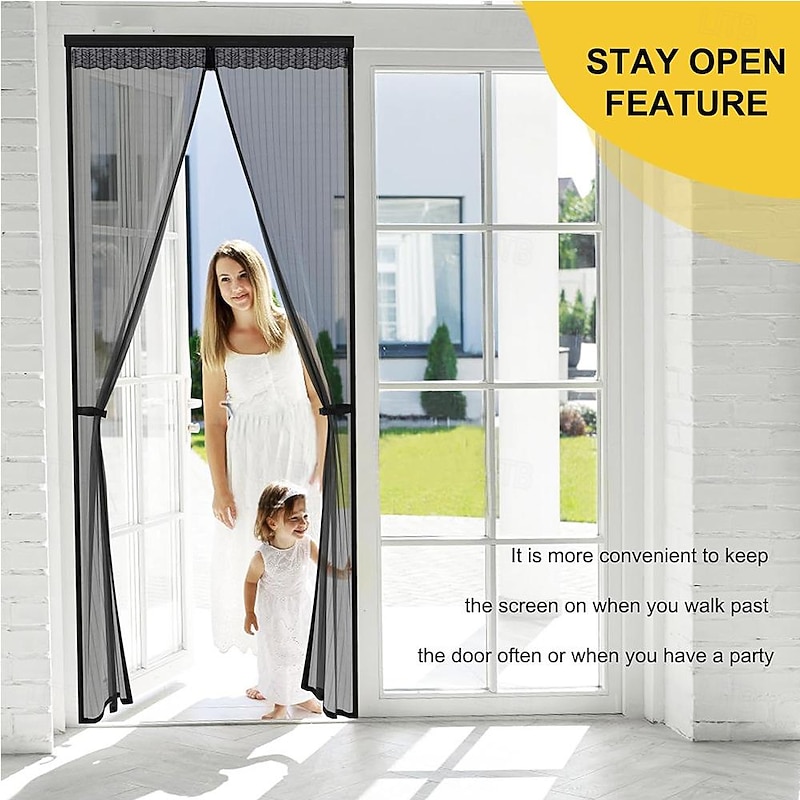 Magnetic Fly Screen Door, Home Insect Protection Balcony Door, Magnetic Curtain, Fly Screen, Windproof for Balcony Door, Living Room, Cellar Door and Patio Door, Adhesive4
