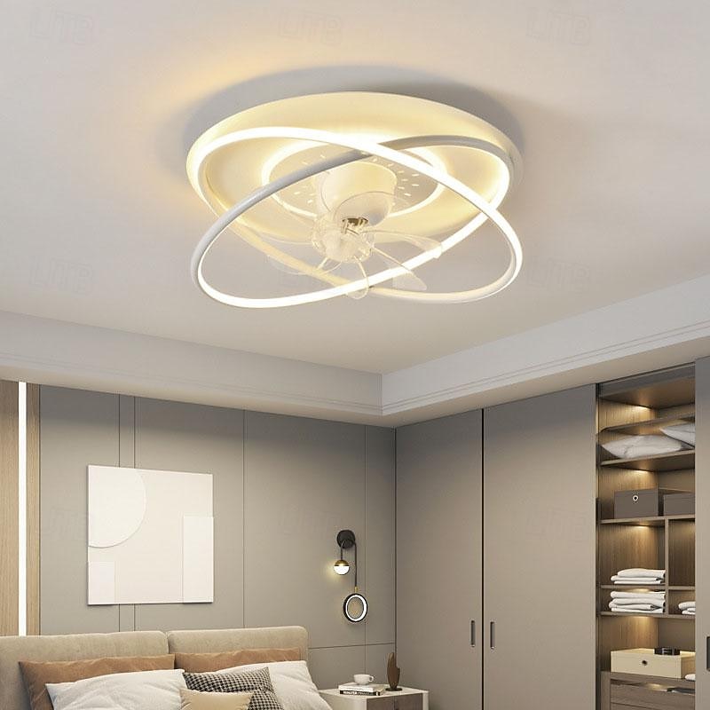 Ceiling Fans with Lights Dimmable with Remote Control Flush Mount Indoor Ceiling Fan,50cm Smart 3 Colors 6 Speeds Reversible3