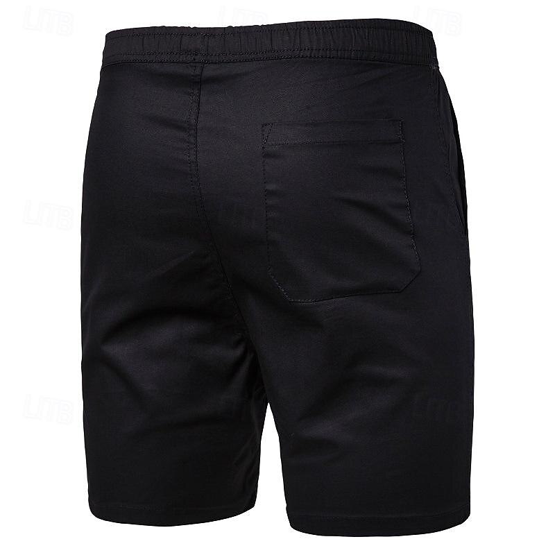 Men's Summer Shorts Casual Shorts Pocket Elastic Waist Plain Comfort Short Party Work Daily Fashion Classic Style ArmyGreen Grass Green Micro-elastic4