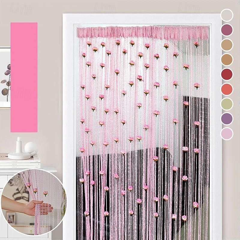 Rose Thread Door Curtain, 39x79 Inch Rose Thread Door Curtain, Privacy Door Frame Tassel Rose Thread Door Curtain For Home Decor Door Windows Valentine's Day