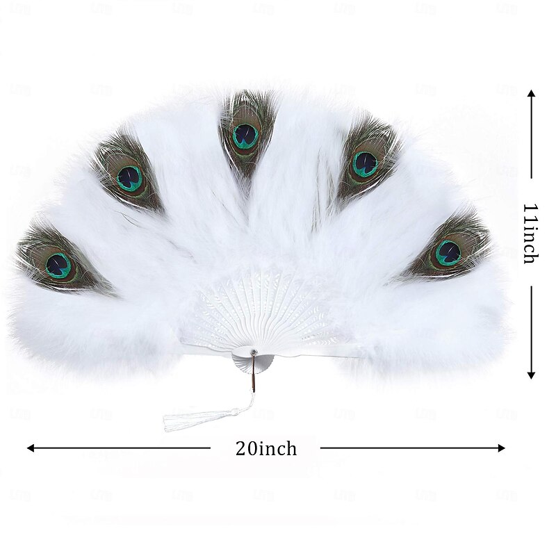 Retro Vintage Roaring 20s 1920s Feather Fan The Great Gatsby Flapper Girl Wedding Guest Feather Fancy Dress Women's Halloween Carnival Masquerade Party / Evening Wedding Reception Bachelorette Party2