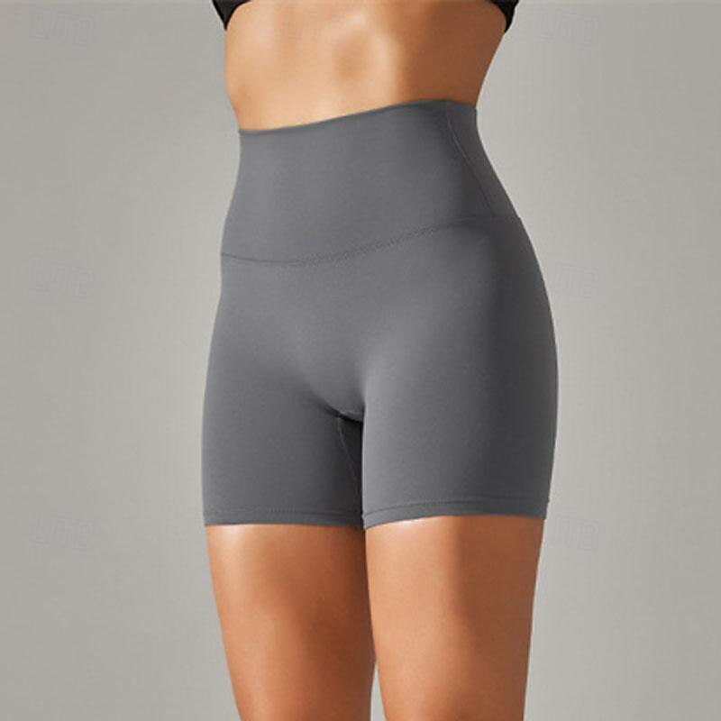 Women's Gym Shorts Yoga Shorts Workout Shorts High Waist Pilates Gym Workout Workout Shorts Solid Color Black White Dark Gray Sports Activewear Stretchy Slim3