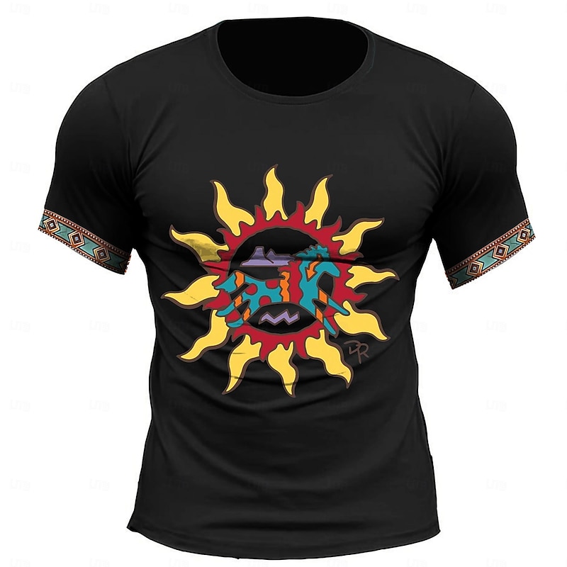 Men's Tribal Bandana Print T Shirt Short Sleeve T shirt Crew Neck Shirt Sports Classic Casual Vacation Street Black Army Green Summer Spring Clothing Apparel S M L XL XXL 3XL