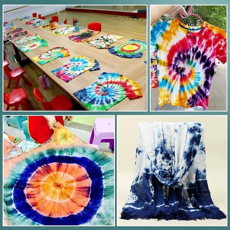Tie Dyed Clothes Handkerchiefs Pure Cotton White T-Shirts Short Sleeves Plant Blue Dyed Scarves Pillows Wax Dyed White Cloth Square Scarves Tools2
