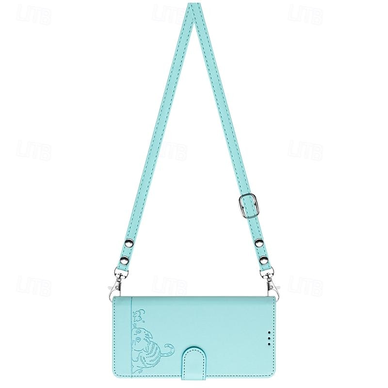 Phone Case For Samsung Galaxy S25 S24 S23 S23 FE S22 S21 Ultra Plus A55 5G A35 5G A25 A15 Back Cover with Stand Holder Magnetic with Lanyard Cat Retro TPU PU Leather2