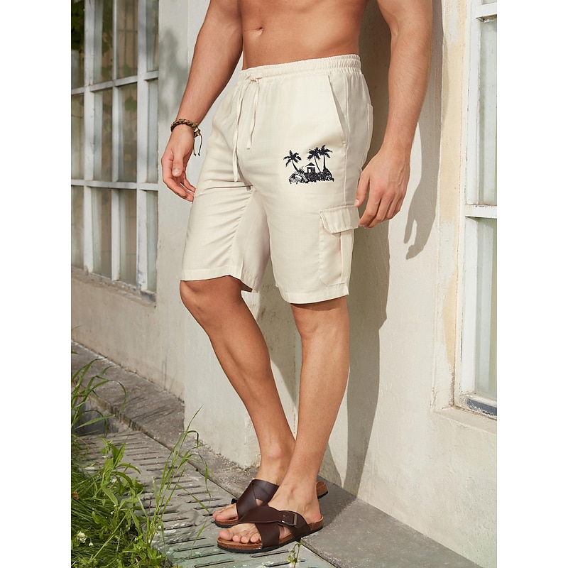 Men's Coconut Tree Graphic Prints Cargo Shorts Summer Shorts Mid Waist Streetwear Designer Casual Daily Holiday Drawstring Elastic Waist Print Designer Clothing Apparel4