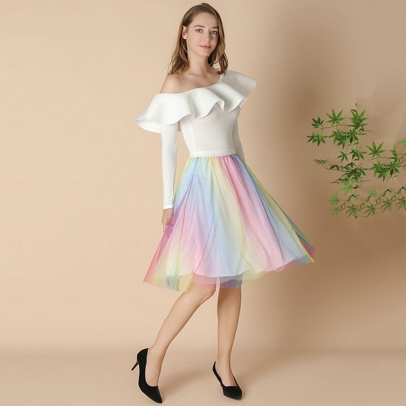 1950s Princess Petticoat Hoop Skirt Under Skirt Tulle Skirt Princess 65CM Fancy Dress Women's Halloween Carnival Masquerade Party / Evening Bachelorette Party Adults Skirts4