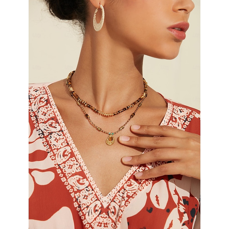 Women's Pendant Necklace Chain Necklace Brass Natural Minerals Bohemia Vintage Artistic / Retro