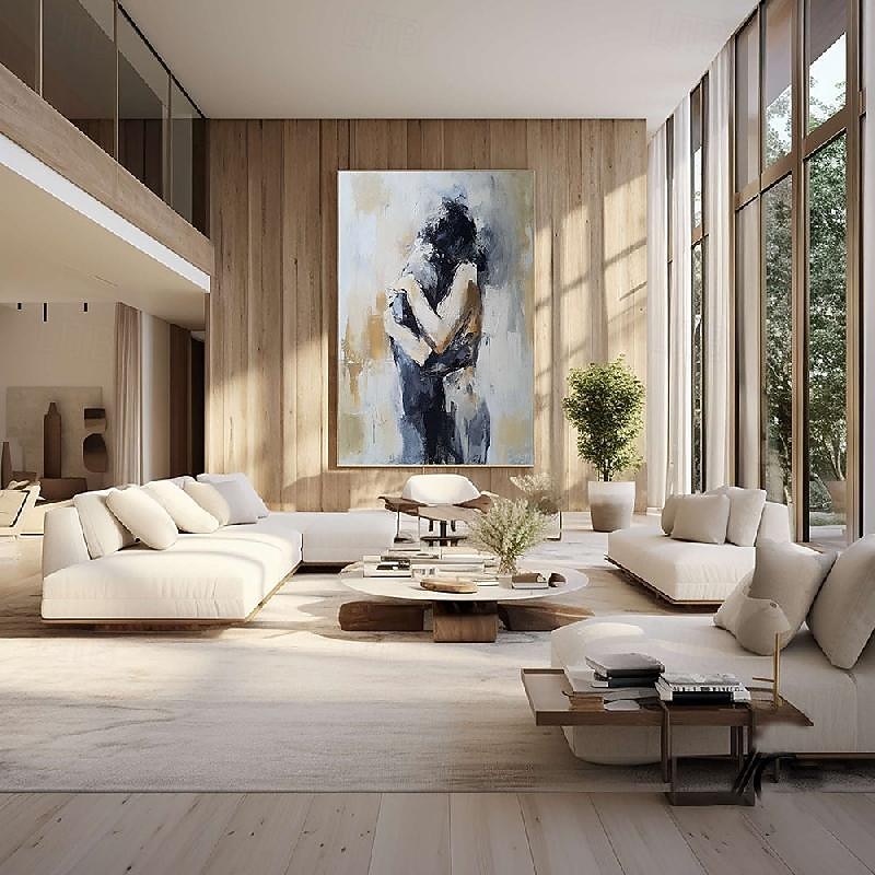 Wall Art Woman face oil painting handmade Canvas Art Faceless Portrait Painting Abstract Lady Framed Woman girl painting Lovers' decor oil painting artwork lover nude oil painting3