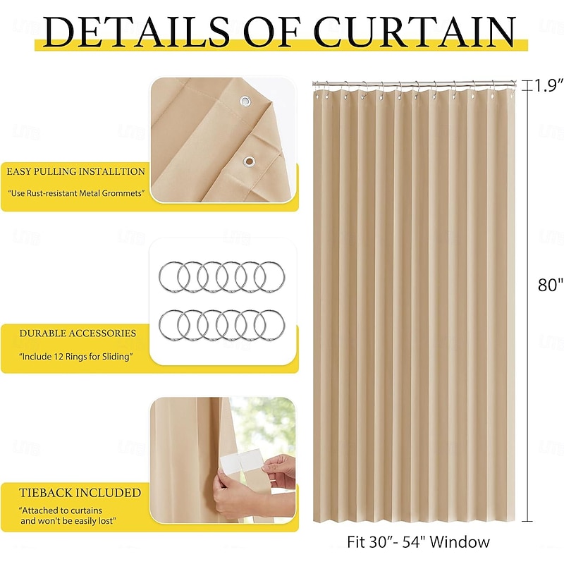 Closet Curtains, Door Curtains for Doorways, Pleated Folding Doors Curtain for Closet and Room Divider, 1 Panel2