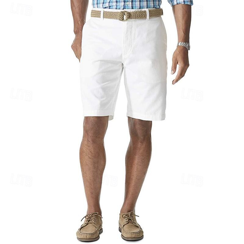 Men's Cargo Shorts Shorts Work Shorts Button Pocket Plain Wearable Knee Length Outdoor Daily Fashion Classic Black White2