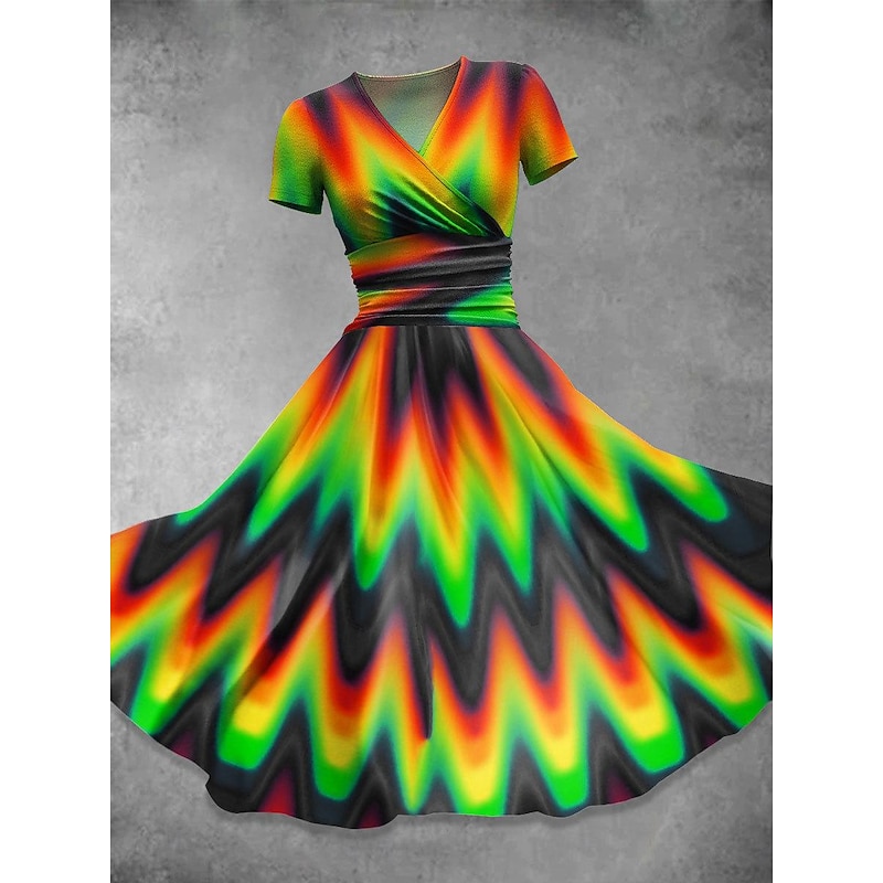 Rainbow Halloween Swing Dress Flare Dress LGBT LGBTQ Carnival Costume Cosplay Adults' Women's Masquerade Pride Parade Pride Month Easy Halloween Costumes Dress Up2