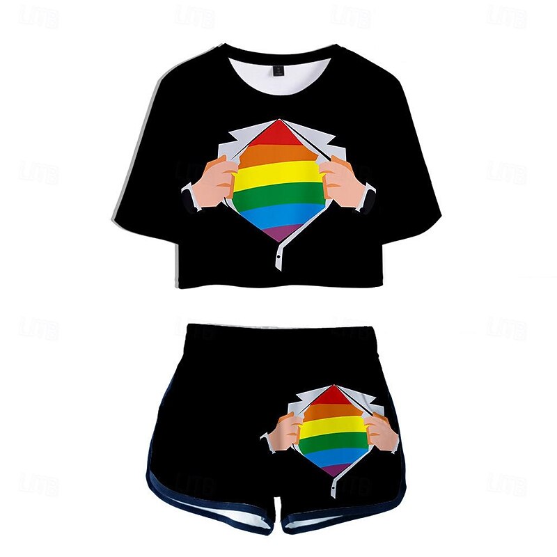 LGBT LGBTQ Rainbow Flag Outfits T-shirt Shorts Rainbow Graphic For Women's Adults' Carnival Masquerade 3D Print Pride Parade Pride Month2