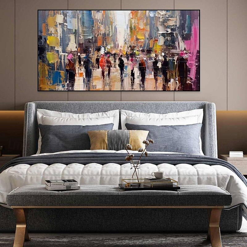 Handmade Oil Painting Canvas Wall Art Decoration  Modern Abstract Architectural Streetscape for Home Living Room Decor Rolled Frameless Unstretched Painting3