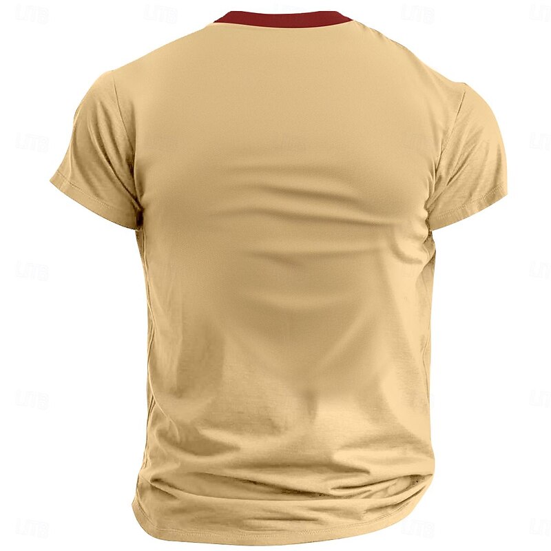 Men's Tribal T shirt Short Sleeve 3D Print Ethnic Casual Vacation Daily Holiday Summer Spring Khaki Henley Henley T-Shirt2