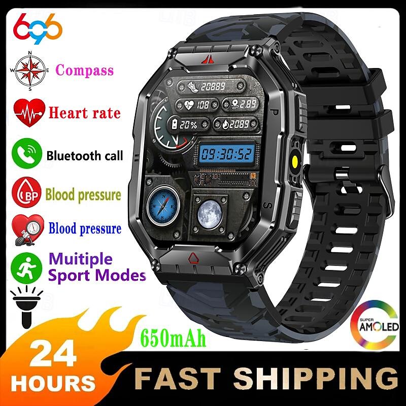 696 KR82 Smart Watch 2.1 inch Smartwatch Fitness Running Watch Bluetooth ECG+PPG Pedometer Call Reminder Compatible with Android iOS Women Men Hands-Free Calls Message Reminder IP 67 46mm Watch Case2