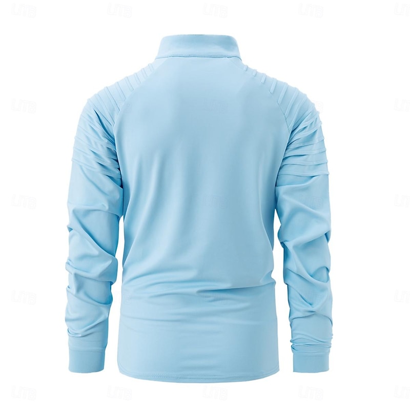 Men's T Shirt Tee Top Long Sleeve Quarter Zip Summer Solid Color Fashion Designer Basic Zipper Outdoor Vacation Work Navy Black White Top Tee for Men3