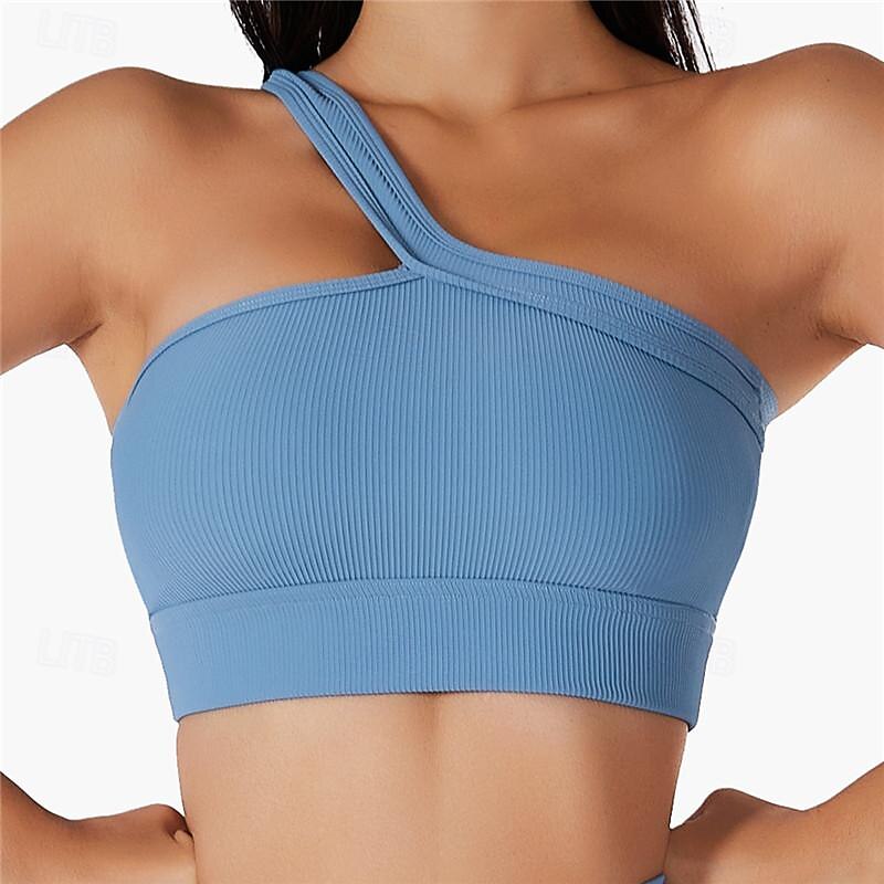Women's Light Support Sports Bra Running Bra Open Back Wirefree Bra Top Padded Fitness Leisure Sports Running Breathable Lightweight Soft Black White Blue Solid Colored3