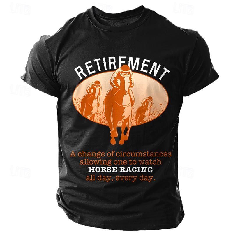 Men's Letter Horse Racing T Shirt Tee Top 100% Cotton Short Sleeve Graphic Shirt Black Army Green Dark Blue Comfortable Tee Street Sports Outdoor Fashion Designer Clothing