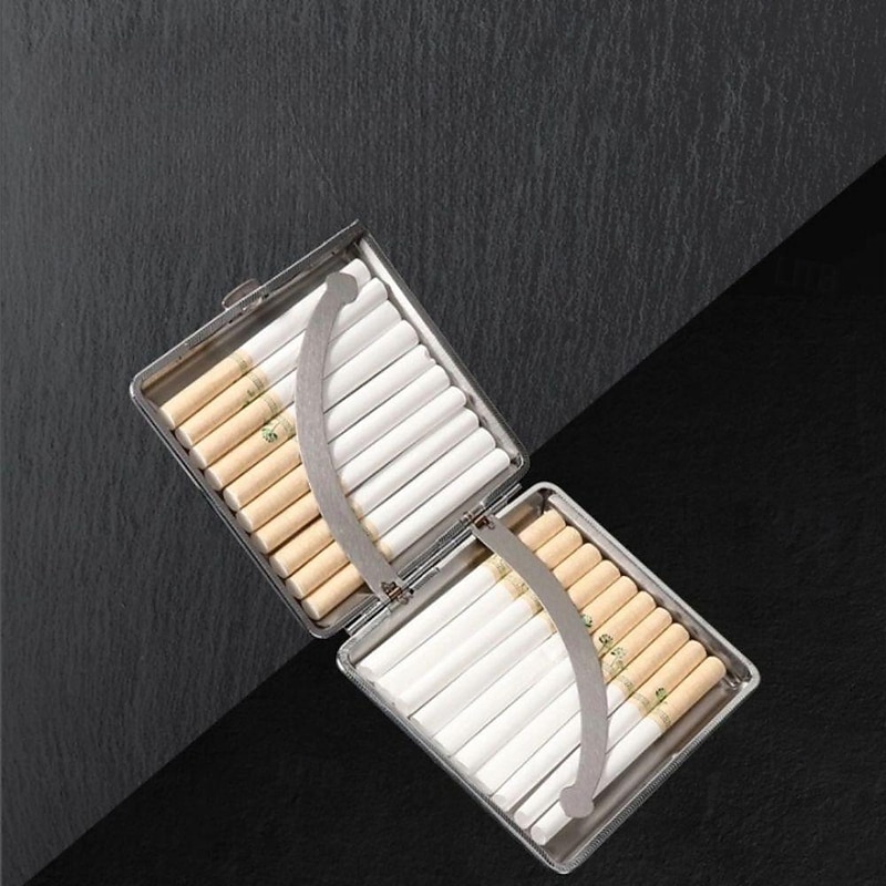 Premium Genuine Leather Cigarette Case, Metal Frame, Magnetic Closure, Elegant Design for Men, Holds 20 Cigarettes4