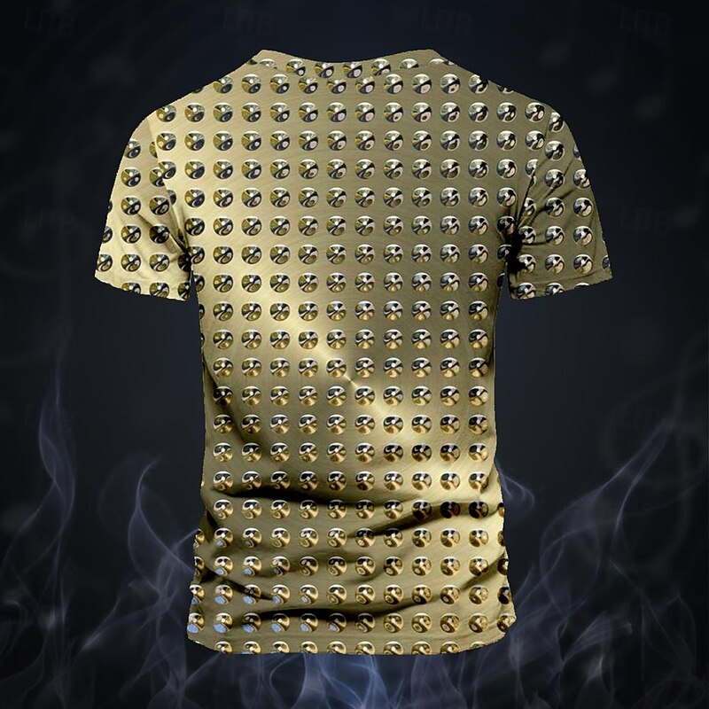 Music Festival Men's Metal Finish Rivet T Shirt Short Sleeve T shirt 3D Print Crew Neck Shirt Fashion Exaggerated Metallic Street Sports Outdoor Gold Summer Spring Clothing Apparel S M L XL XXL XXXL2