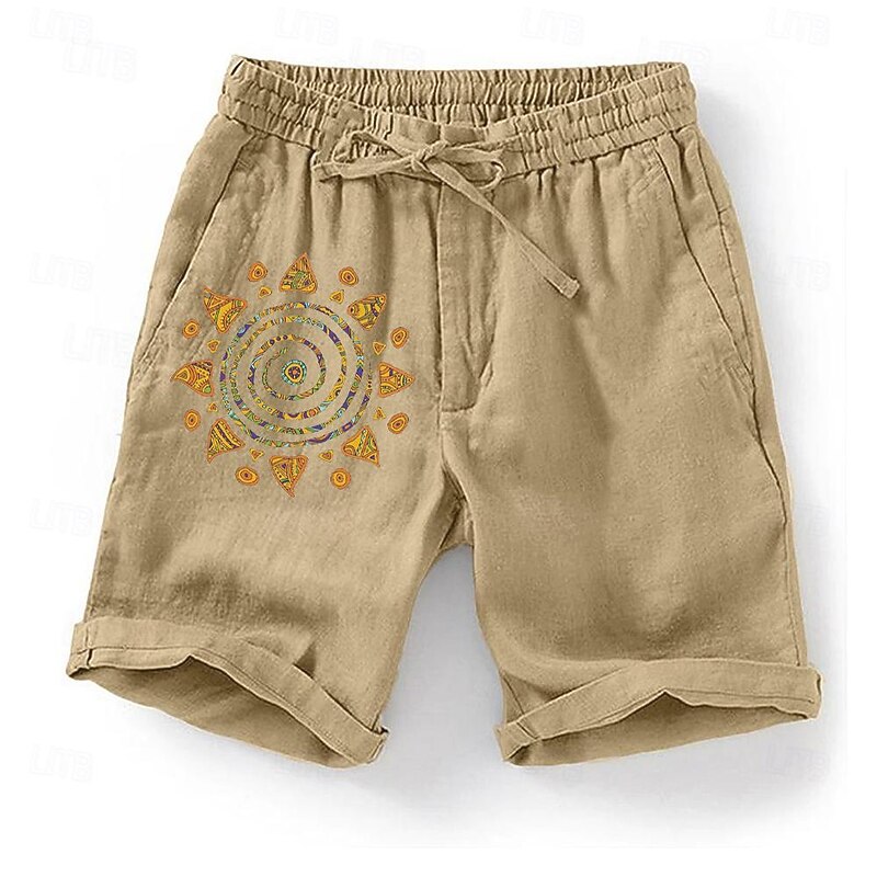 Men's Graphic Sun Shorts Summer Shorts Casual Shorts Mid Waist Streetwear Designer Ethnic Style Casual Daily Holiday Drawstring Pocket Elastic Waist Designer Clothing Apparel