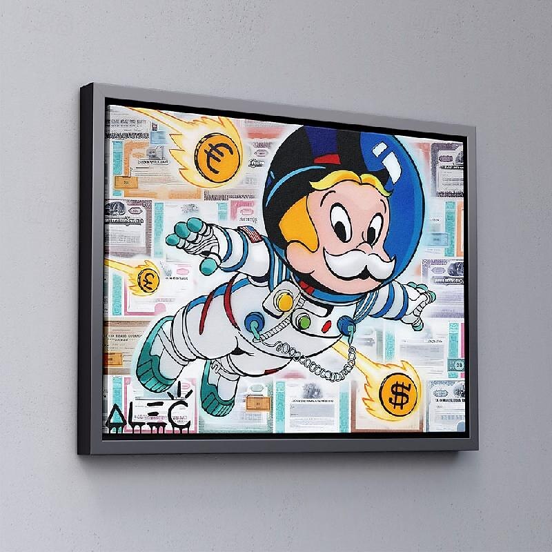 Hand painted Astronaut Richie painting handamade Alec Monopoly Pop Art Richie Rich Banksy Style Urban Art Street Graffiti art Wall Art Banksy Monopoly Man Fashion Unique Modern Painting4